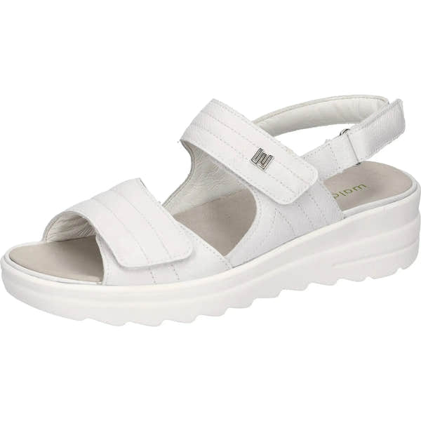 Waldlaufer 962001 189 148 H-Izzy ladies off-white wide leather sandals with touch fastenings and cushioned insole.