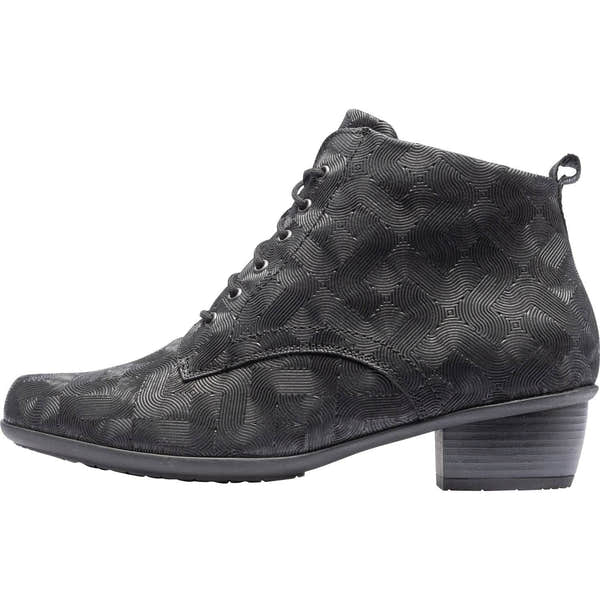 Waldlaufer 967809 197 001 Haifi Ladies Black Leather Lace Up Ankle Boots-elevate your sole