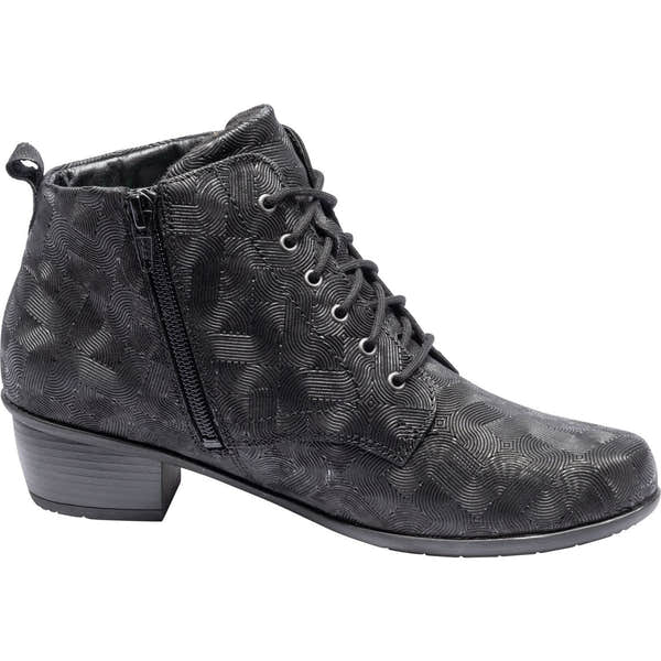 Waldlaufer 967809 197 001 Haifi Ladies Black Leather Lace Up Ankle Boots-elevate your sole