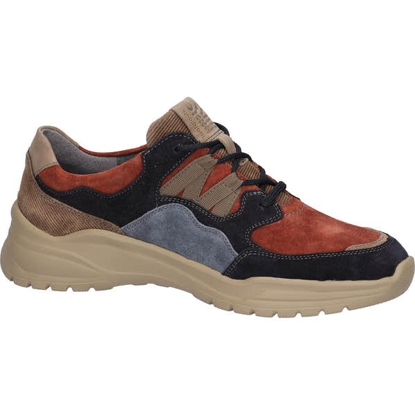 Waldlaufer 968004 701 378 H-Lucky ladies multi suede trainers with zip, lace-up closure, arch support, and chunky sole.