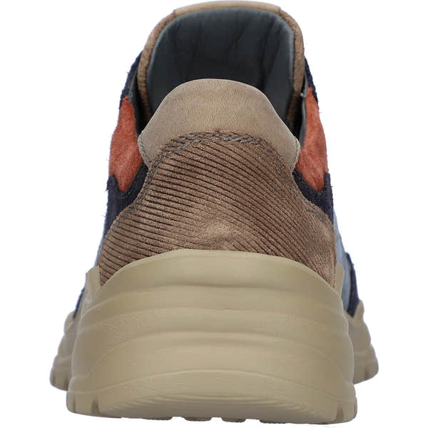 Waldlaufer 968004 701 378 H-Lucky women's wide multi-suede trainers with arch support, zip and lace closure, beige and dark colors.