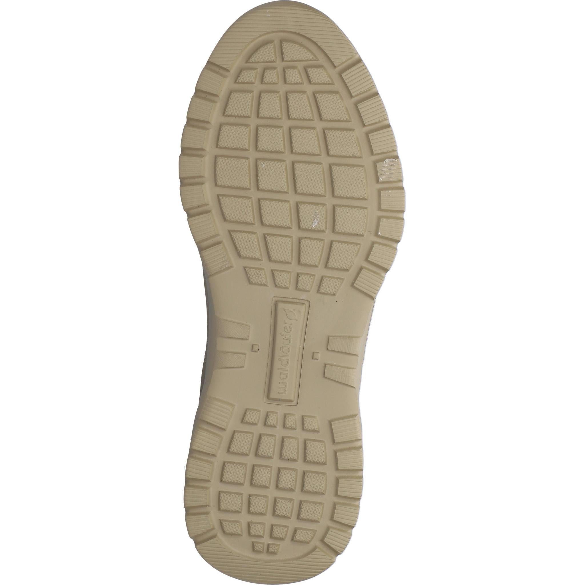Waldlaufer 968004 Ladies Wide Multi Suede Trainers with Zip and Lace, Arch Support, Rubber Sole, beige color.