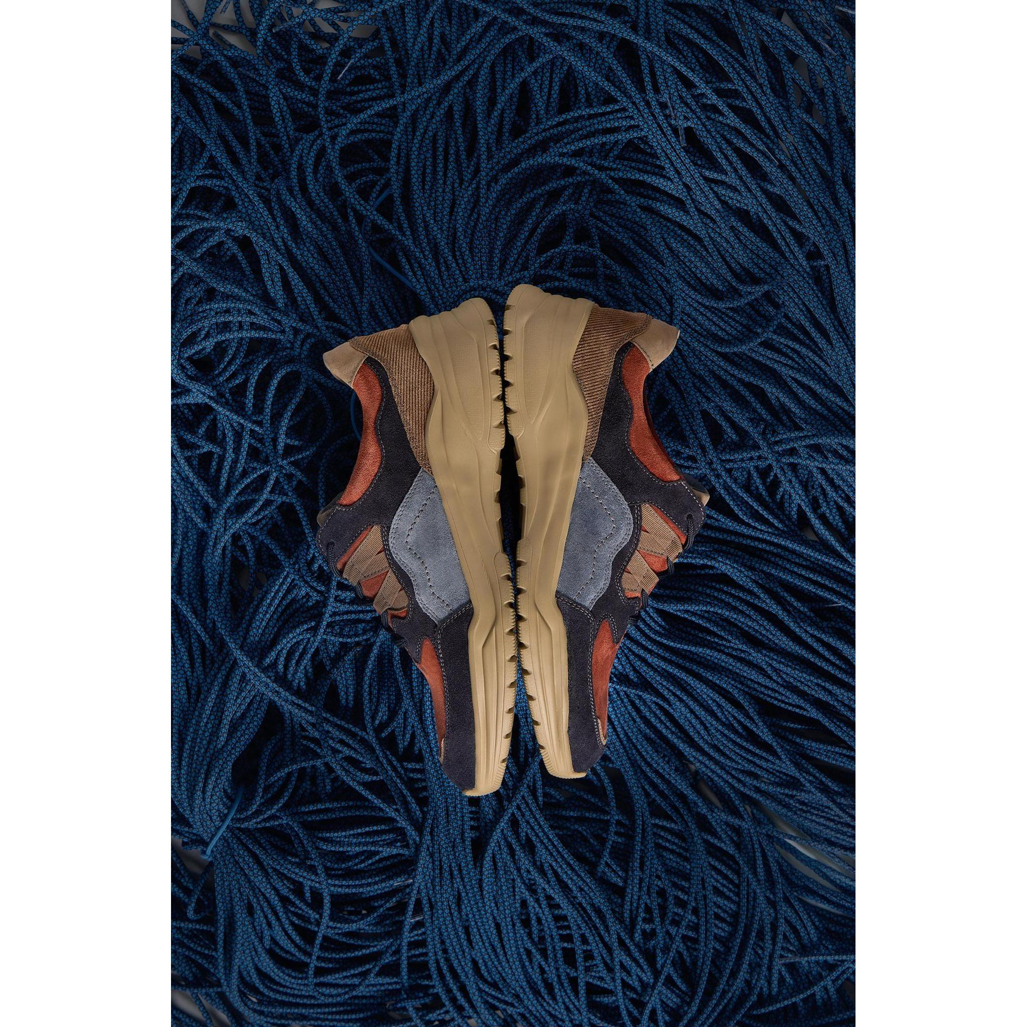 Waldlaufer 968004 701 378 H-Lucky women's wide multi suede trainers with zip and lace, arch support, beige, black, and orange accents.