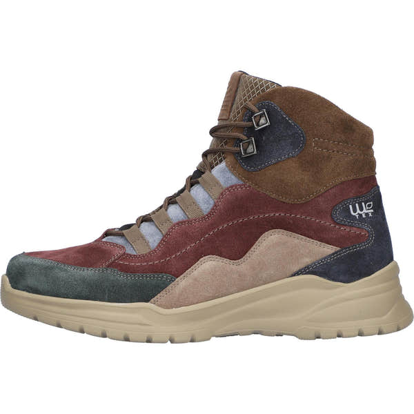 Waldlaufer 968971 Women's multi-color suede ankle boots with waterproof design, arch support, lace-up closure, and chunky sole.