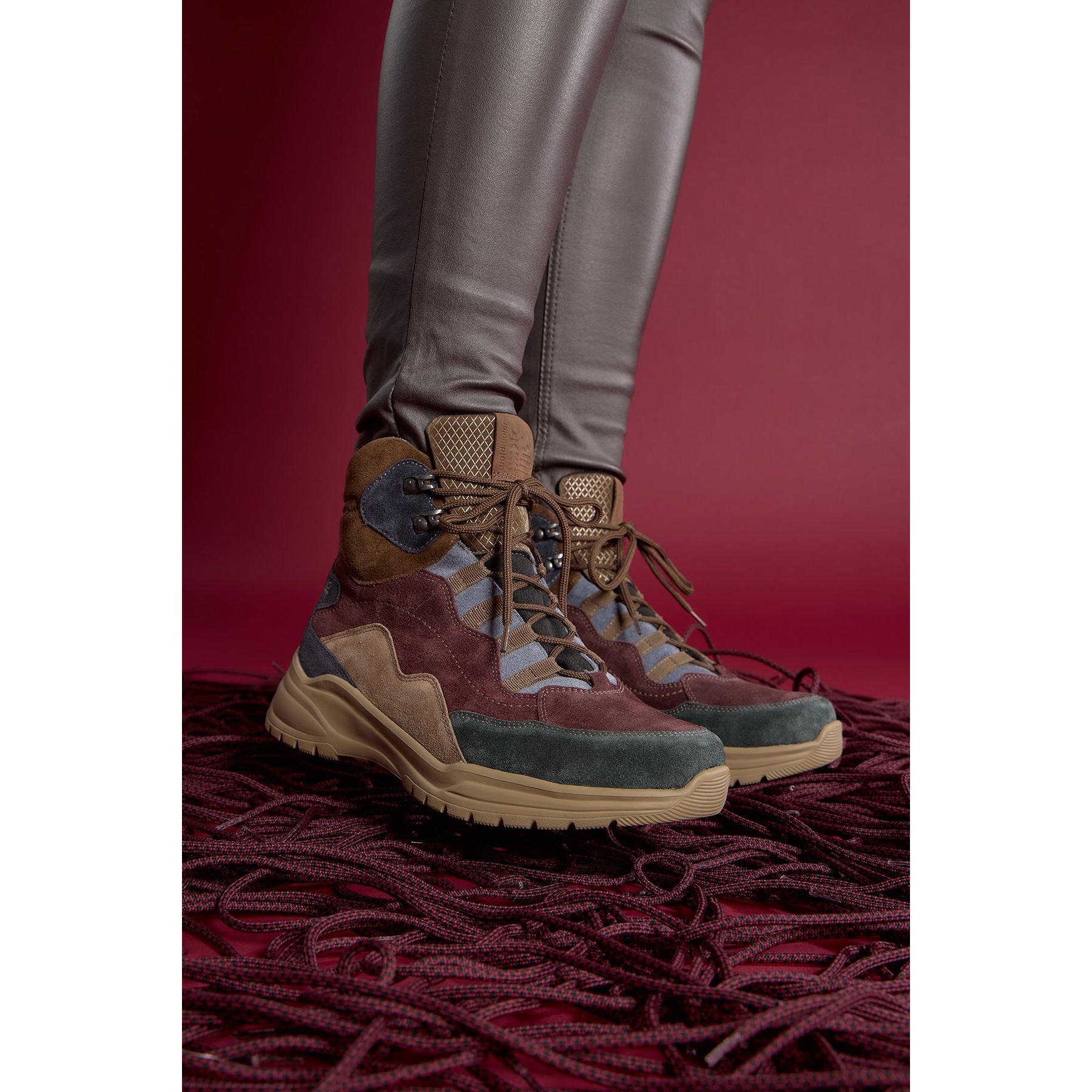 Waldlaufer 968971 900 172 H-Lucky women's waterproof suede ankle boots with arch support, lace-up design, multicolor details.
