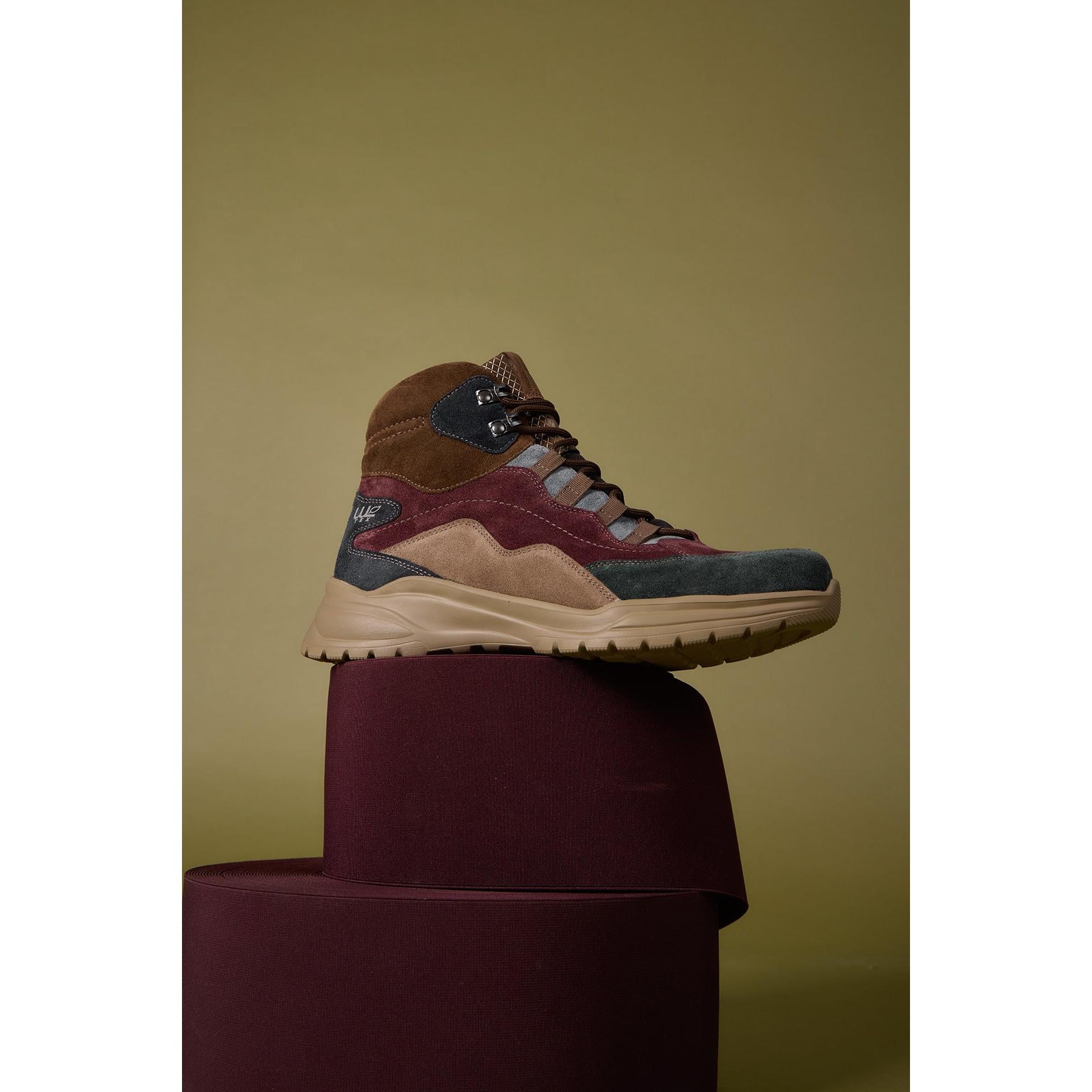 Waldlaufer H-Lucky women's waterproof wide-fit ankle boots with suede, multi-color design, arch support, lace-up, and rugged sole.