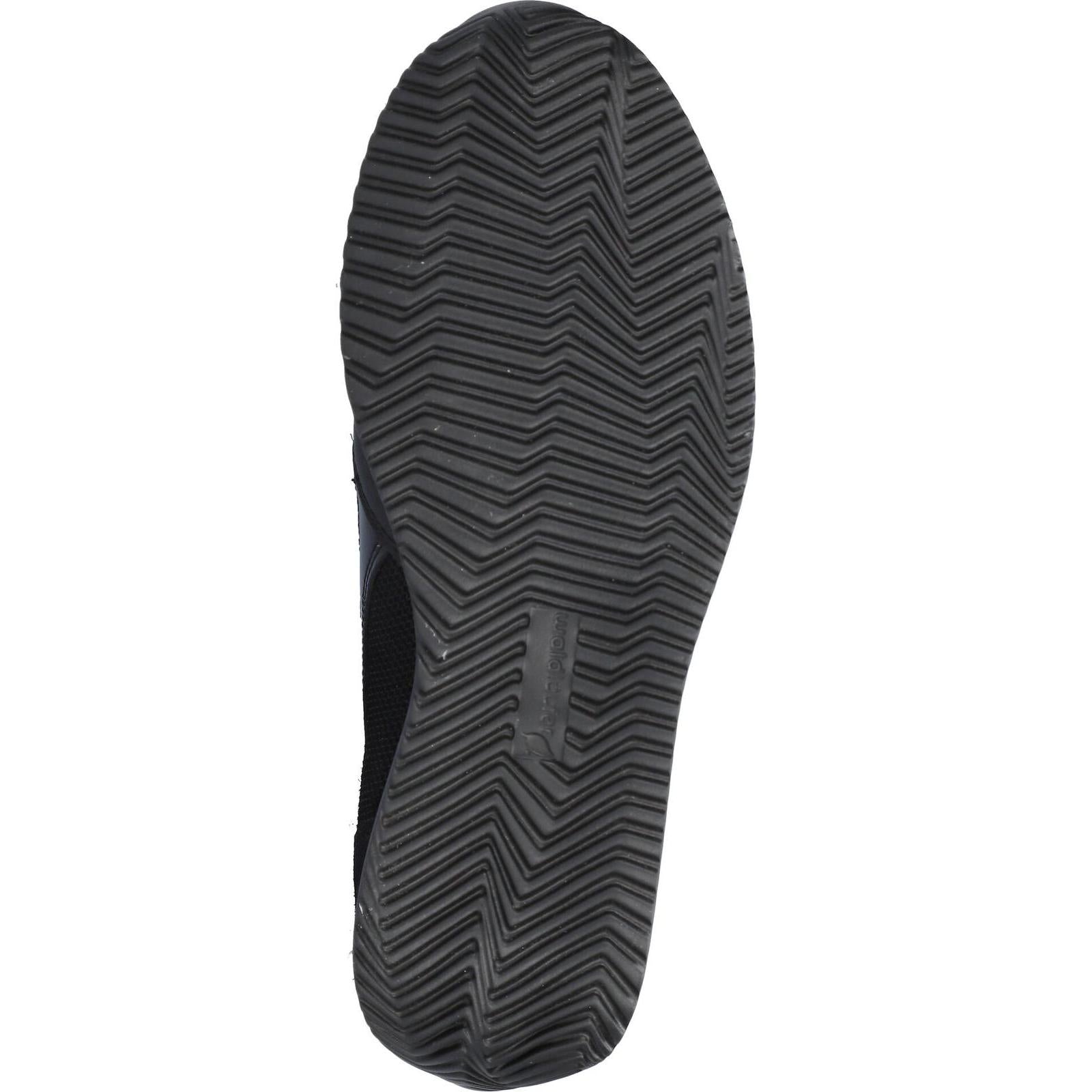 Waldlaufer 980008 613 001 Himona women's Wide Black Leather Arch Support Zip & Lace Trainers, sole and construction detail.