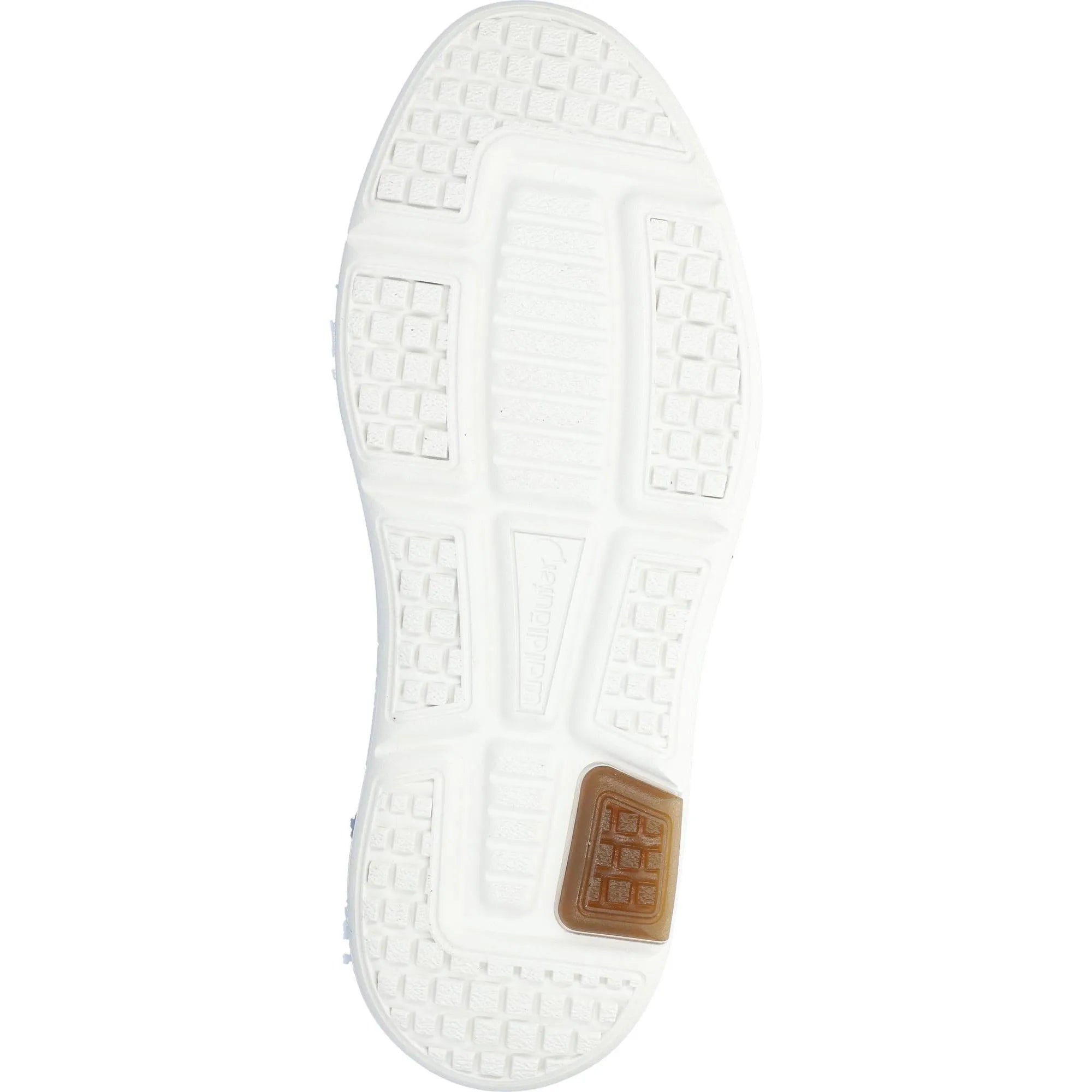 White Waldlaufer men's wide blue leather arch support zip and lace shoes with textured sole and brown heel detail.