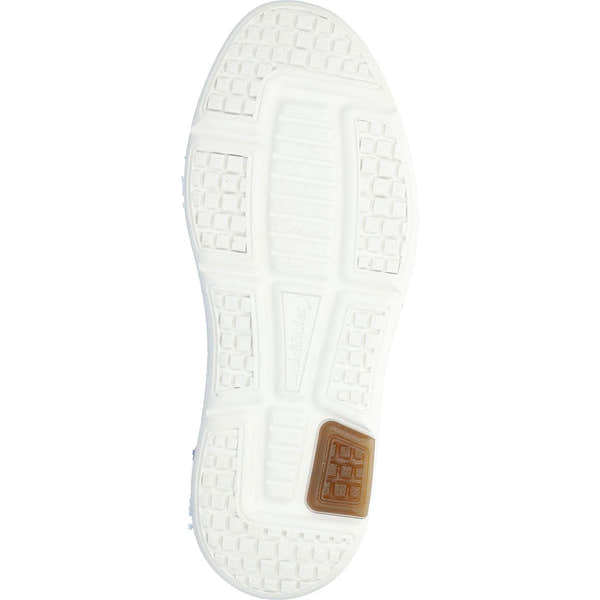 White Waldlaufer men's wide blue leather arch support zip and lace shoes with textured sole and brown heel detail.