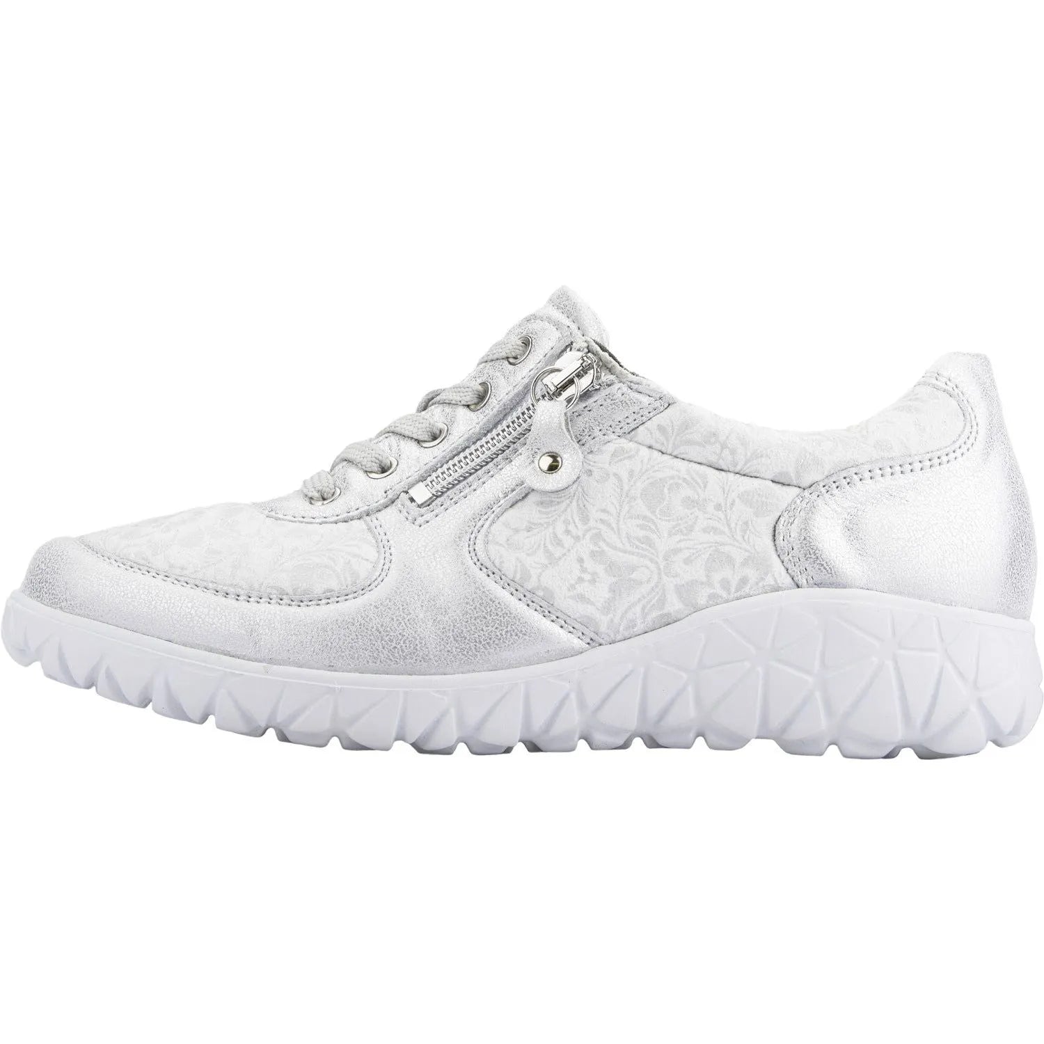 Waldlaufer H89001 213 989 Havy Soft Ladies Silver White Leather Arch Support Slip On Shoes-elevate your sole