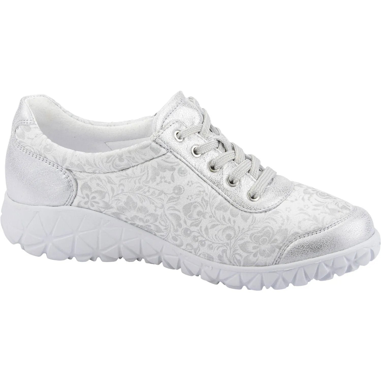 Waldlaufer H89001 213 989 Havy Soft Ladies Silver White Leather Arch Support Slip On Shoes-elevate your sole