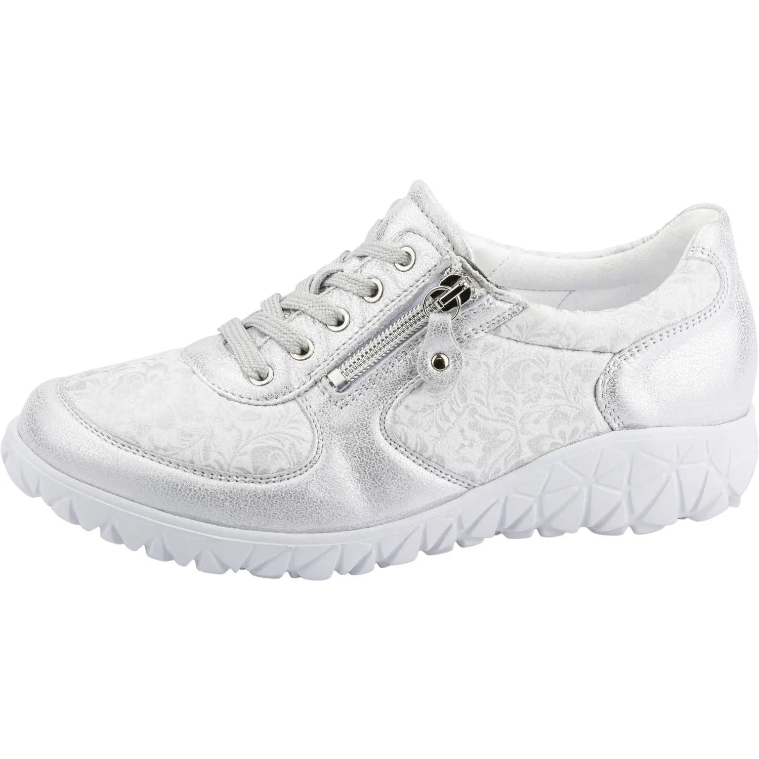 Waldlaufer H89001 213 989 Havy Soft Ladies Silver White Leather Arch Support Slip On Shoes-elevate your sole