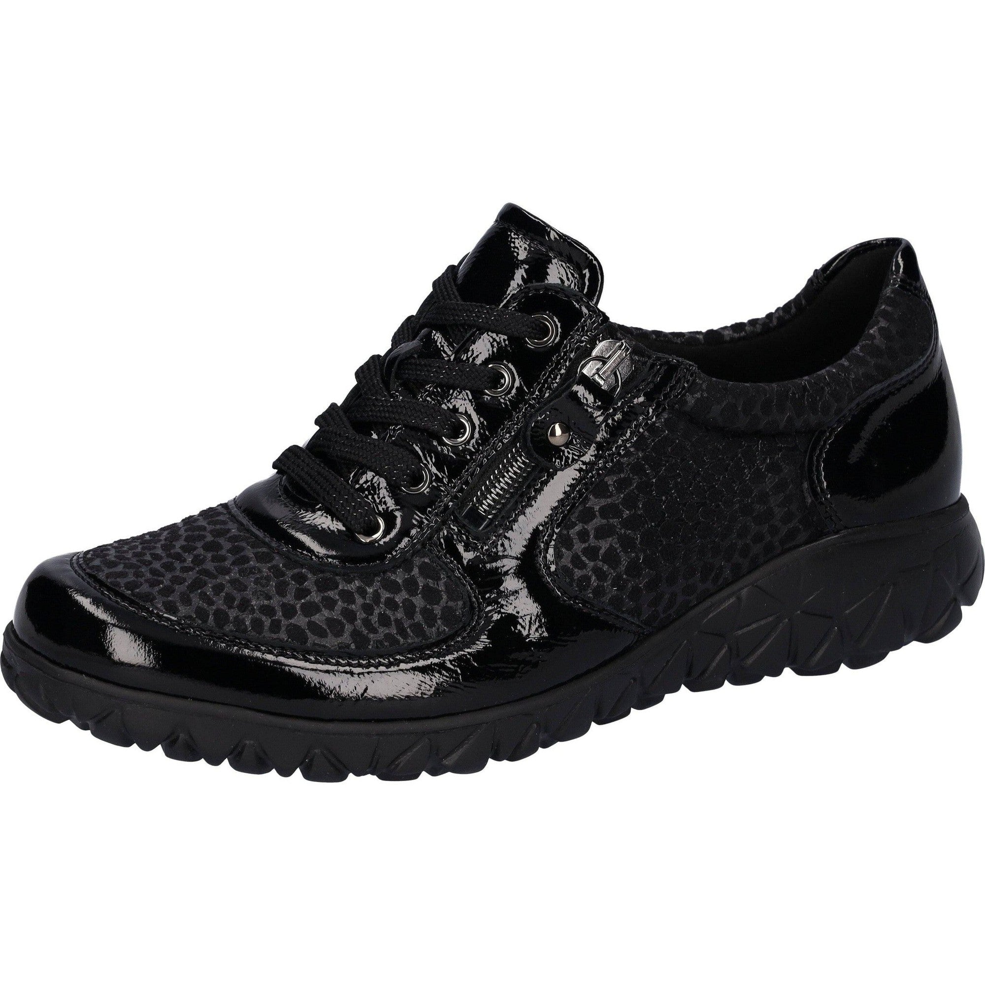 Waldlaufer H89001 221 001 Havy Soft Ladies Black Patent Nubuck Arch Support Slip On Shoes-elevate your sole