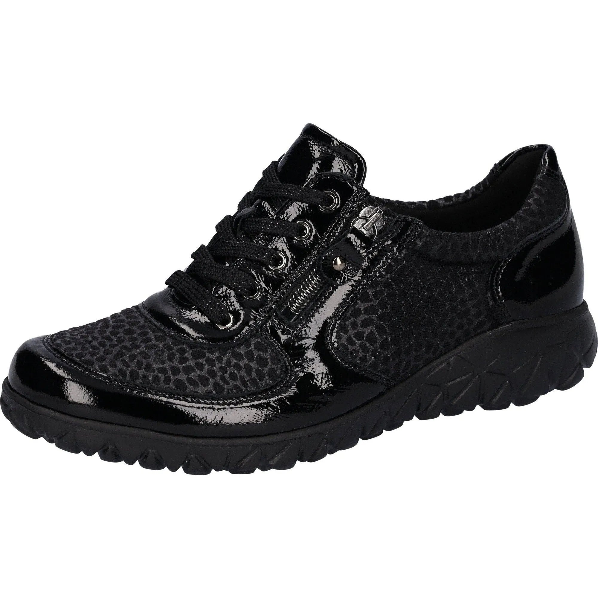Waldlaufer H89001 221 001 Havy Soft Ladies Black Patent Nubuck Arch Support Slip On Shoes-elevate your sole
