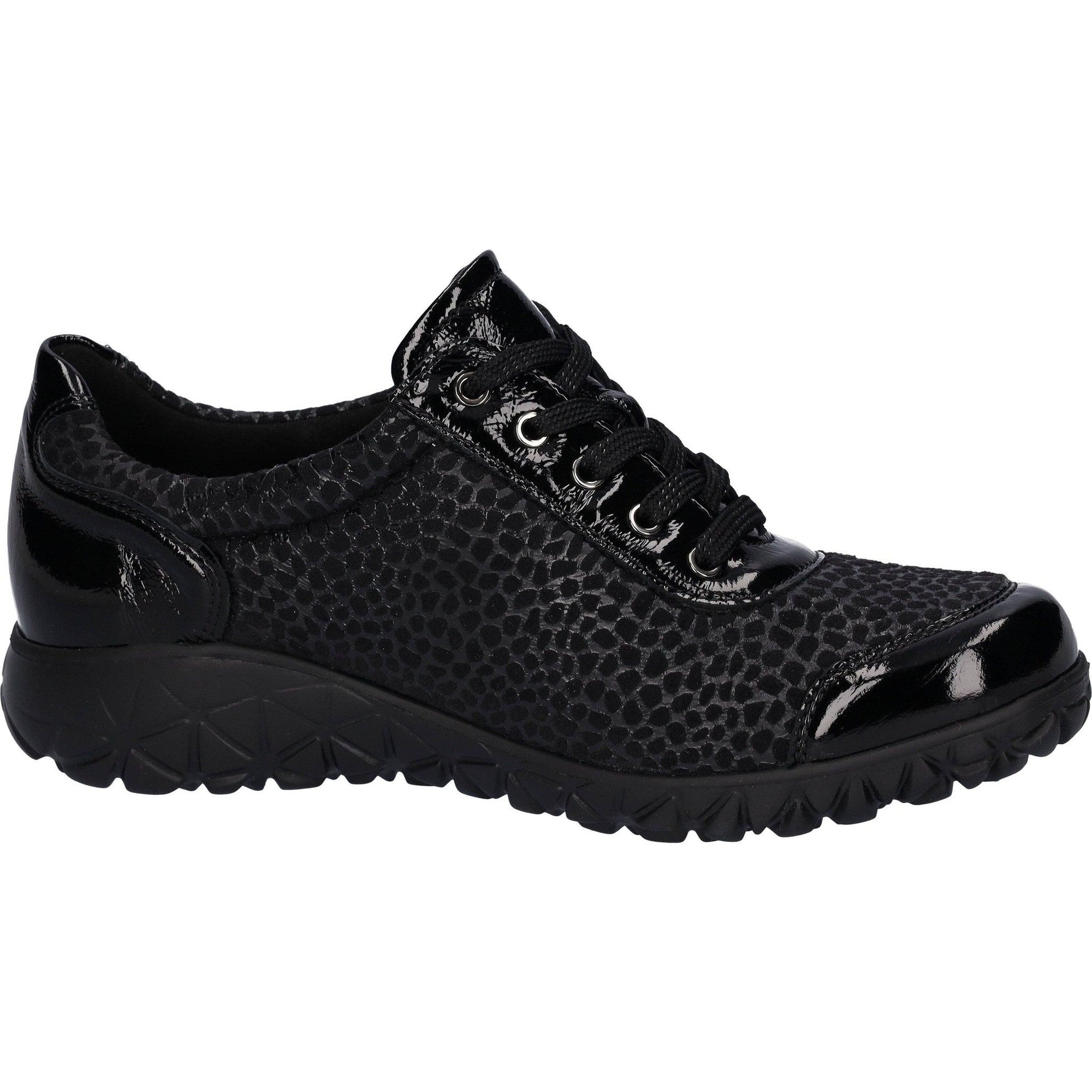 Waldlaufer H89001 221 001 Havy Soft Ladies Black Patent Nubuck Arch Support Slip On Shoes-elevate your sole