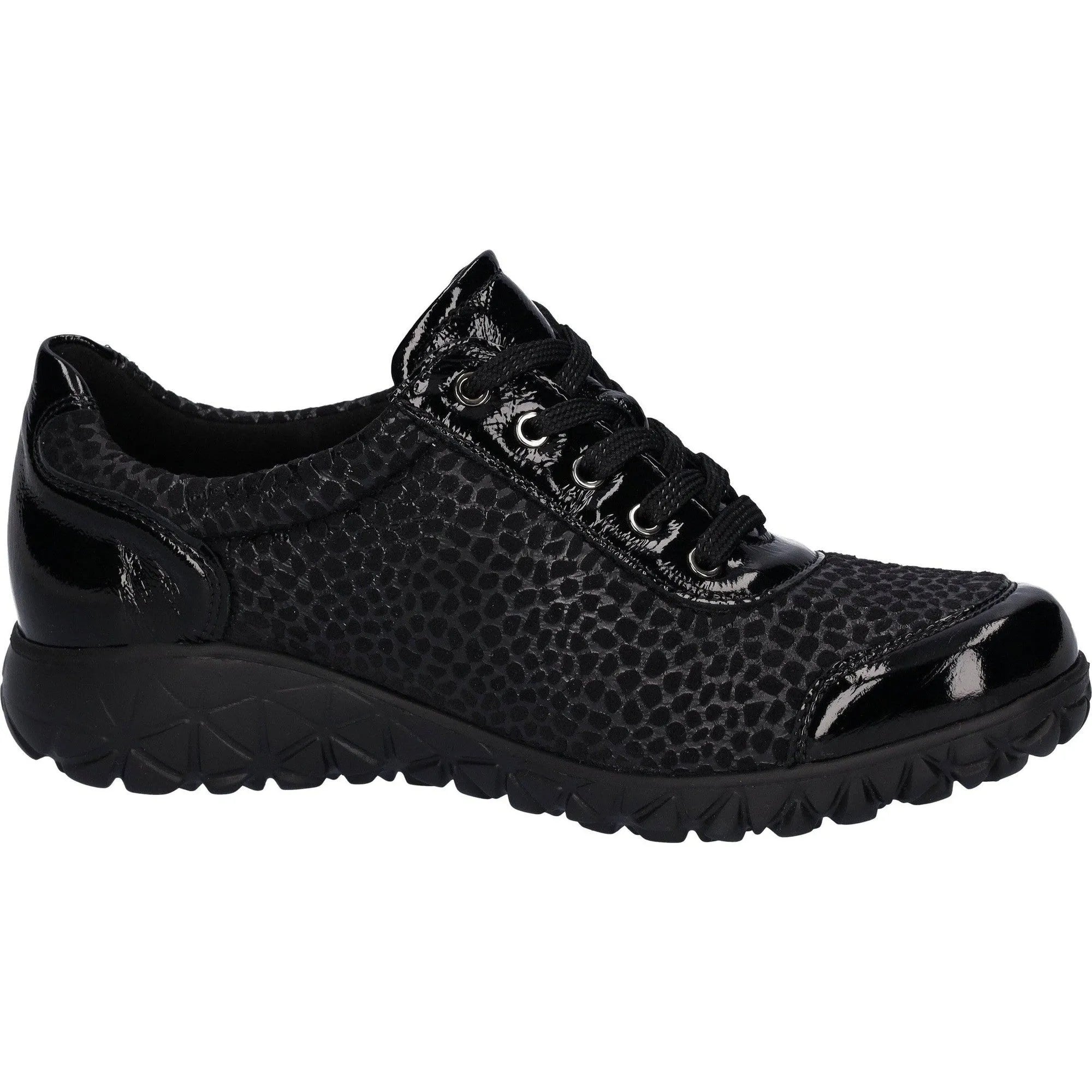 Waldlaufer H89001 221 001 Havy Soft Ladies Black Patent Nubuck Arch Support Slip On Shoes-elevate your sole