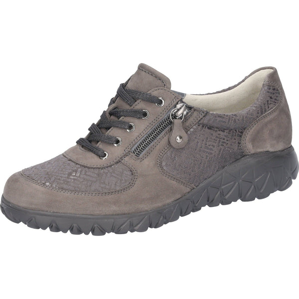 Waldlaufer H89001 227 052 - Havy Soft Ladies Wide Carbon Nubuck Arch Support Zip & Lace Shoes-elevate your sole