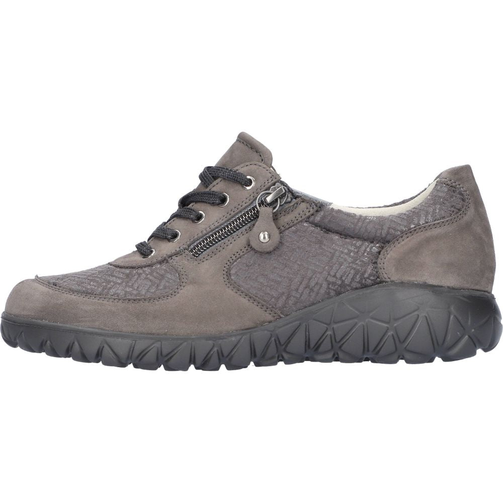 Waldlaufer H89001 227 052 - Havy Soft Ladies Wide Carbon Nubuck Arch Support Zip & Lace Shoes-elevate your sole