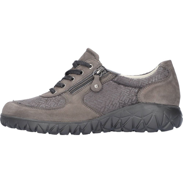 Waldlaufer H89001 227 052 - Havy Soft Ladies Wide Carbon Nubuck Arch Support Zip & Lace Shoes-elevate your sole