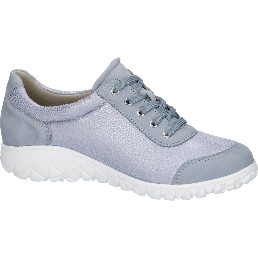Waldlaufer H89001 Ladies Blue Nubuck Slip-On Shoes with arch support and textured upper.