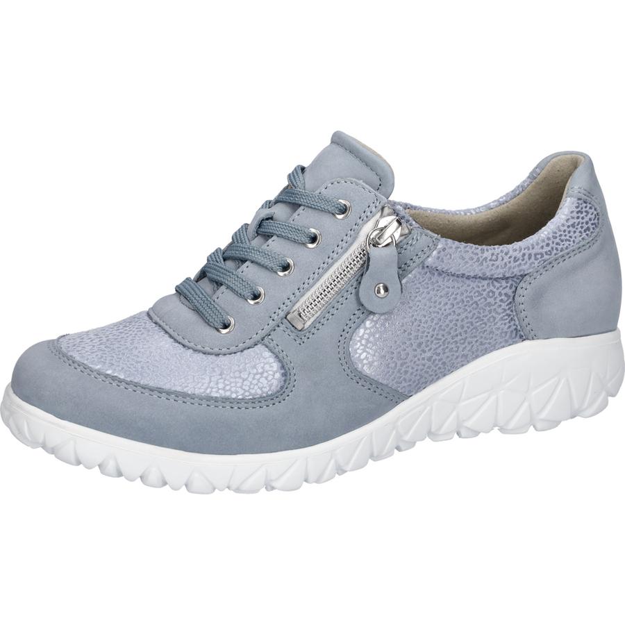 Waldlaufer H89001 Havy Soft women's blue nubuck slip-on shoes with arch support and side zipper, lightweight sporty design.