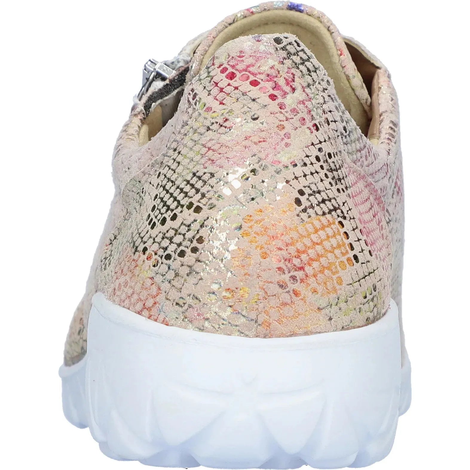 Waldlaufer H89001 Ladies wide fit trainers with multicolor nubuck upper, zip and lace closures, and stylish metallic accents.
