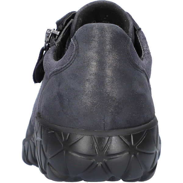 Waldlaufer H89001 252 217 Havy Soft women's Wide Navy Blue Leather Stretch Arch Support Zip & Lace Trainers, top and.