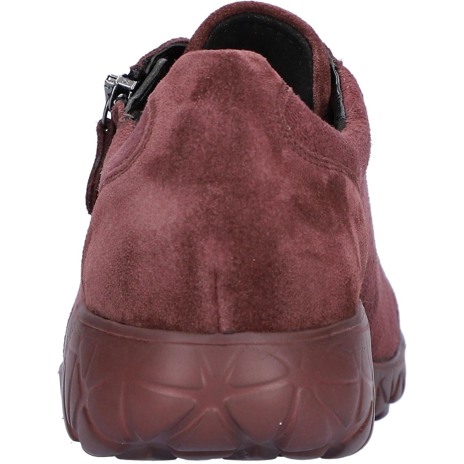 Waldlaufer H89001 253 020 Havy Soft women's Wide Burgundy/Chocolate Brown Suede Stretch Arch Support Zip & Lace Trainers.