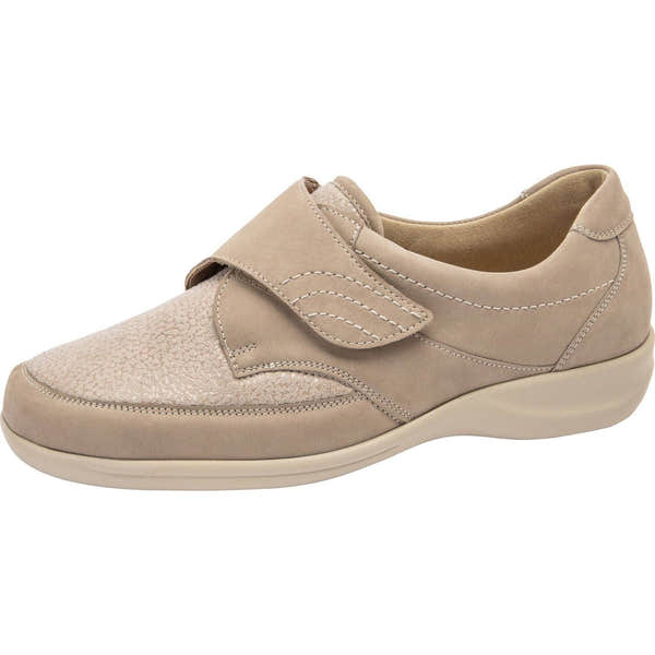 Waldlaufer M54306 275 094 Millu-S Ladies Beige Nubuck & Textile Arch Support Touch Fastening Shoes-elevate your sole