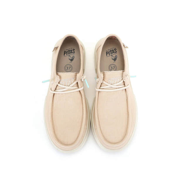 Walk In Pitas Dafne Ladies Beige Textile Elasticated Shoes-elevate your sole