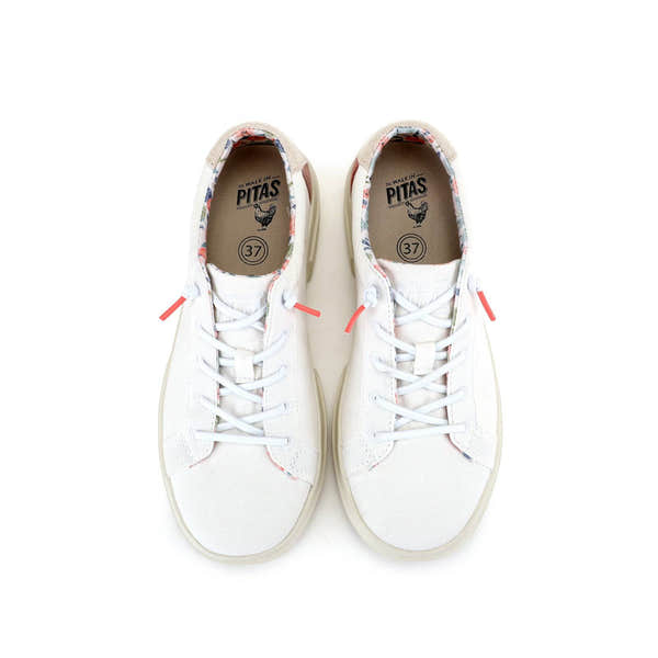 Walk In Pitas Iris Ladies White Textile Elasticated Shoes-elevate your sole
