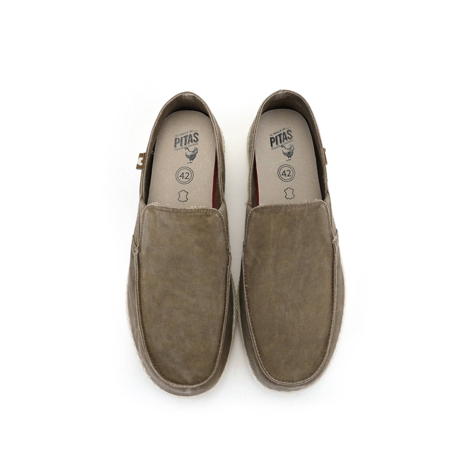 Walk In Pitas WP150 Mens Taupe Textile Slip On Shoes-elevate your sole