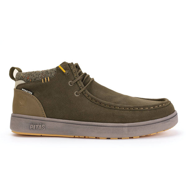 Walk in Pitas Coast-Baikal Mens Khaki Suede Waterproof Elasticated Ankle Boots-elevate your sole