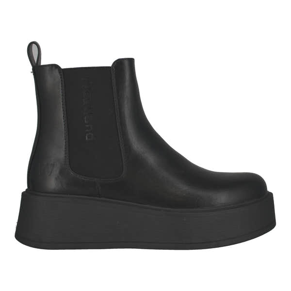Westland Gemma 01 women's black vegan platform chelsea ankle boots, side view.