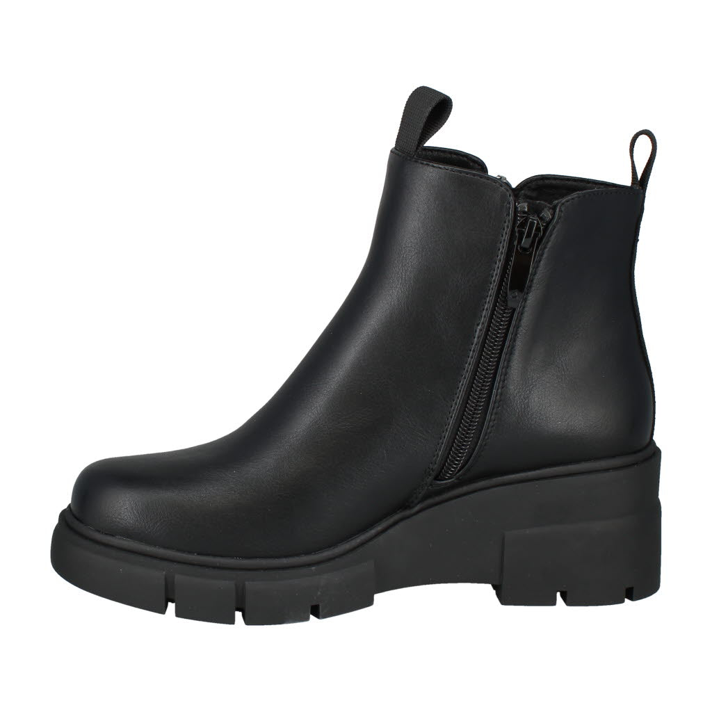 Westland Women's Black Waterproof Side-Zip Ankle Boots, stylish waterproof leather footwear with chunky sole and ankle pull tab.
