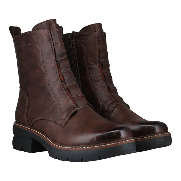 Westland Perrie 02 women's brown leather ankle boots with side zipper and chunky sole.
