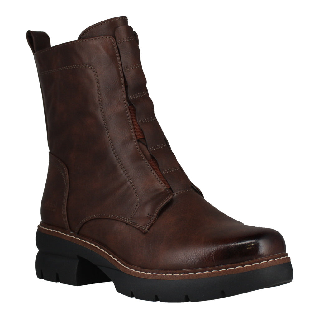 Westland Perrie 02 women's brown ankle boots with side zipper, chunky sole, and stylish leather finish.
