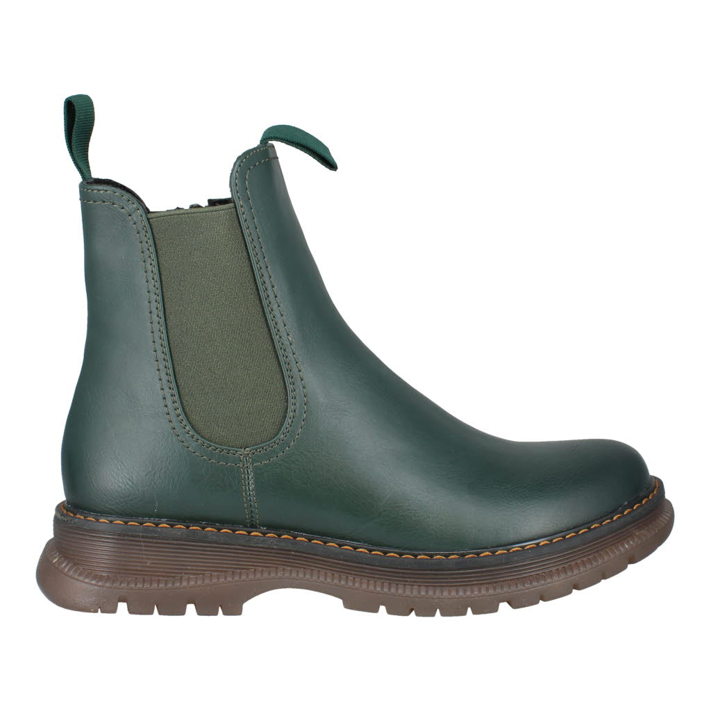 Westland Peyton 05 ladies green vegan ankle boot with side zipper, cushioned sole, and slip-on design.