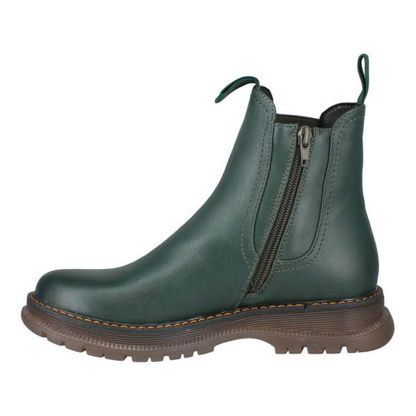 Westland Peyton 05 ladies green vegan side zip ankle boots with chunky sole and stitching detail.