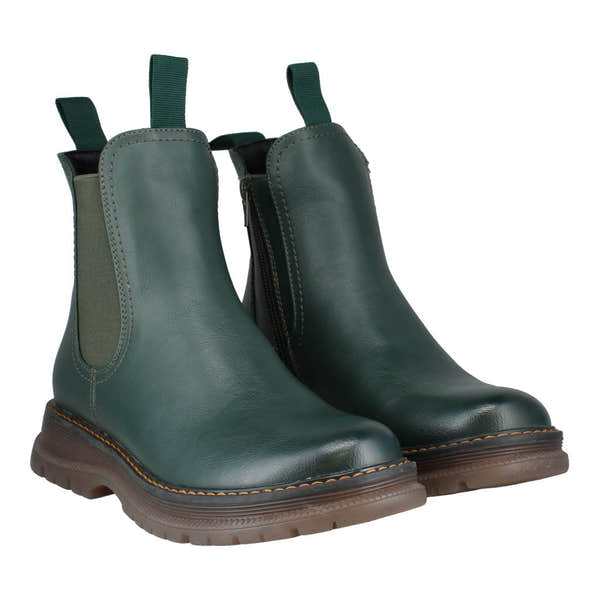 Westland Peyton 05 Women's Vegan Green Side Zip Ankle Boots with pull tabs, cushioned sole, and rugged outsole.