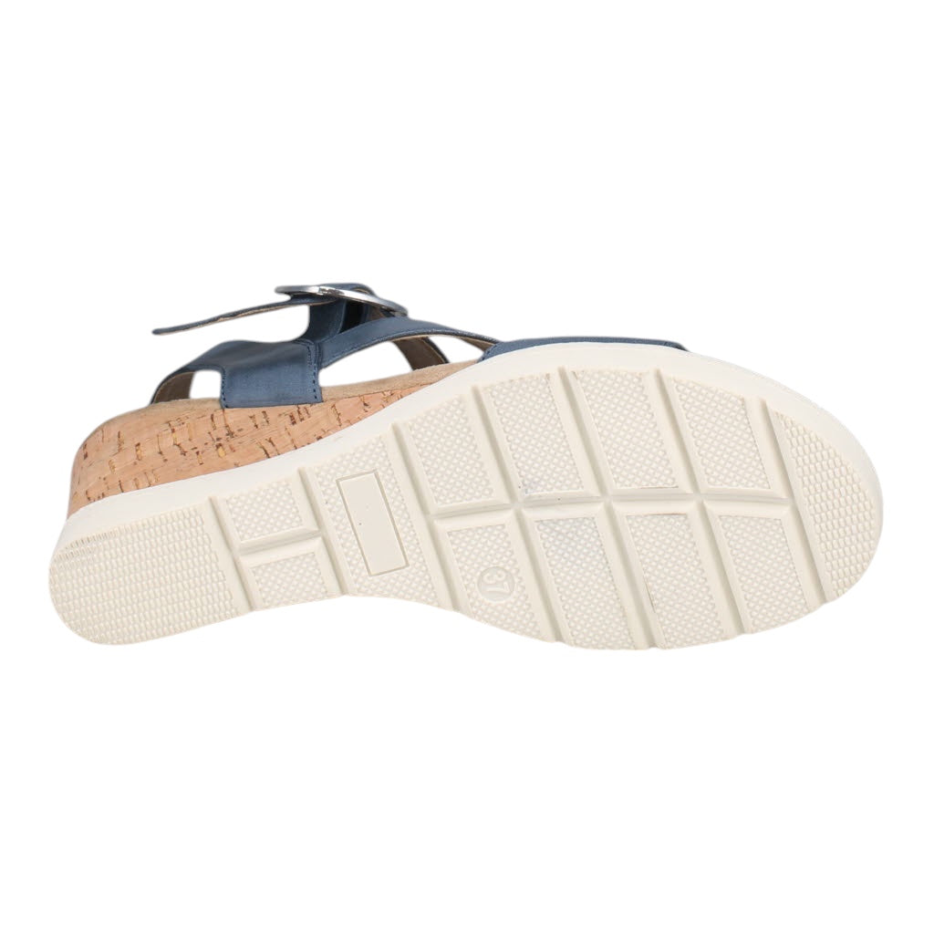 Westland Eloise 01 women's ocean vegan cork-sole wedge sandals with buckle strap and arch support.