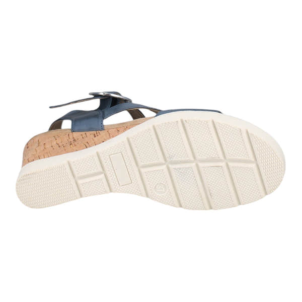 Westland Eloise 01 women's ocean vegan cork-sole wedge sandals with buckle strap and arch support.