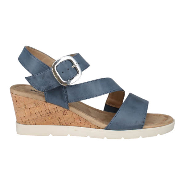 Westland Eloise 01 women's ocean vegan wedge sandals with buckle strap, cork heel, and arch support.