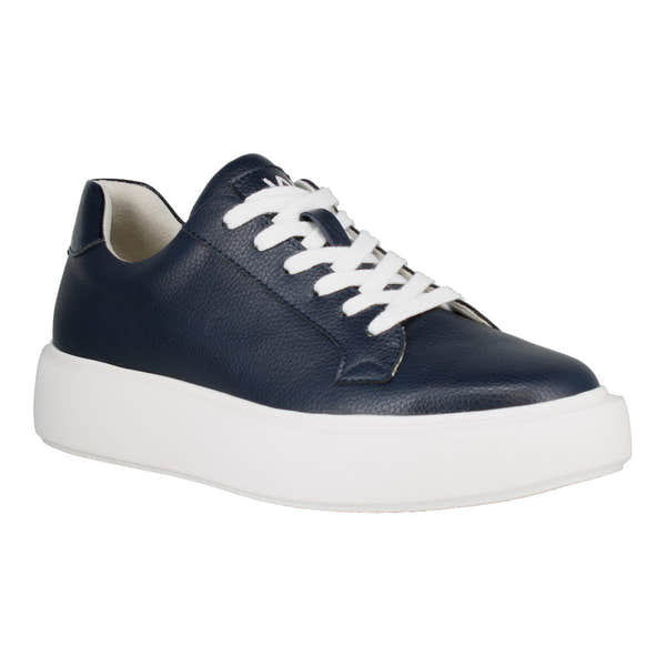 Westland Kate 03 Ladies Blue Combi Vegan Lace-Up Trainers with white sole and textured leather finish.