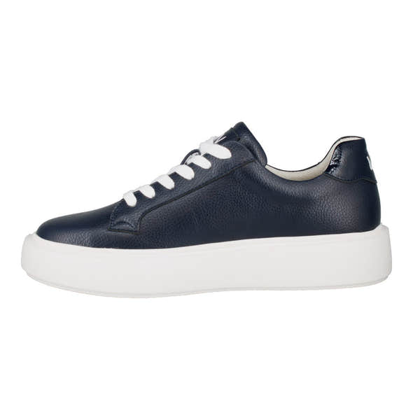 Westland Kate 03 Ladies Vegan Blue Combi Lace-Up Sneakers with white sole and padded collar.