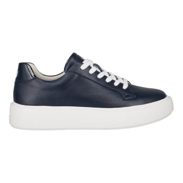 Westland Kate 03 Ladies Blue Vegan Lace-Up Trainers with white sole, stylish casual sneaker, eco-friendly footwear.