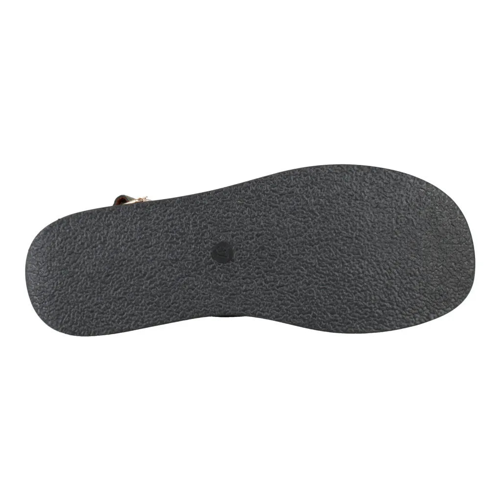 Westland Macie 02 ladies olive touch-fastening sandal sole, black textured rubber, flat style.