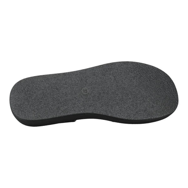 Black touch fastening sandal with a textured sole and open toe design, suitable for ladies.