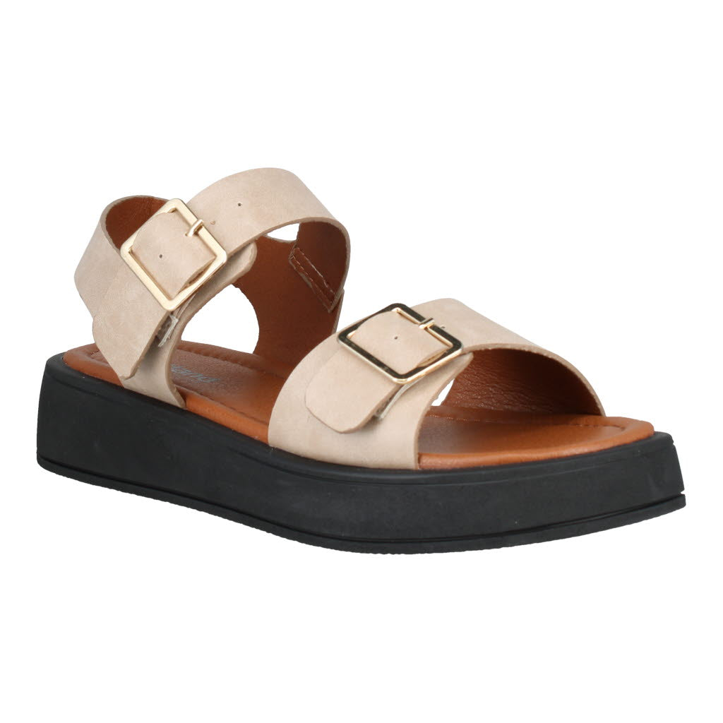 Westland Macie 03 Ladies Off White Vegan Buckle Sandals with two adjustable straps and chunky black platform sole.