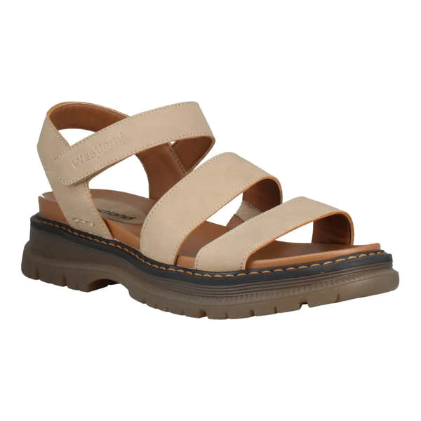 Westland Peyton 08 Ladies Beige Combi Touch Fastening Sandals with cushioned sole and rugged rubber outsole.